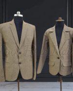 Father son beige coat blazer coordinated outfit for occasions by Pink Blue India