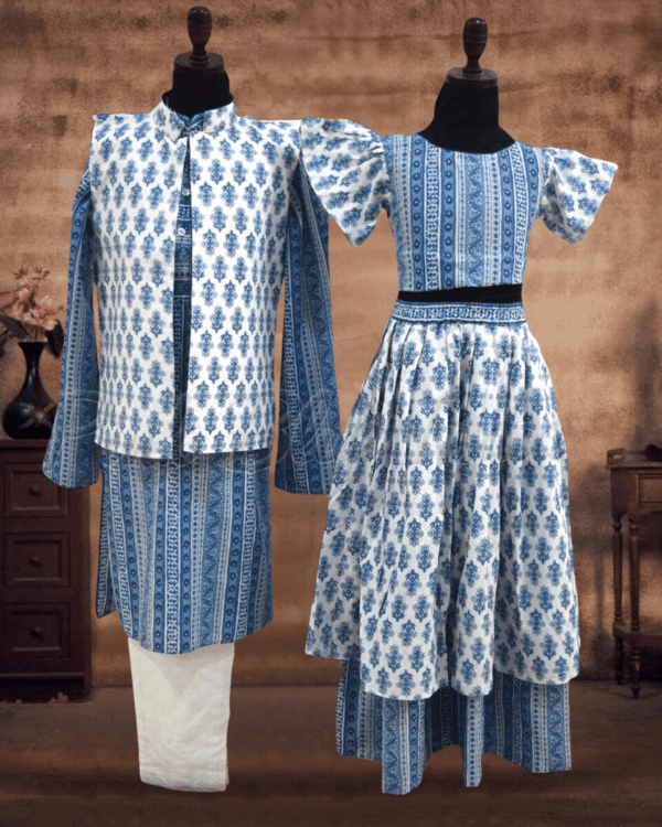 Premium sibling matching outfits designer kids wear by Pink Blue India