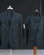 Father son green coat blazer coordinated outfit by Pink Blue India