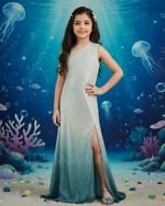 Buy Girls Silver Fish Cut Party Gown Elegant Designer Dress Pink Blue India