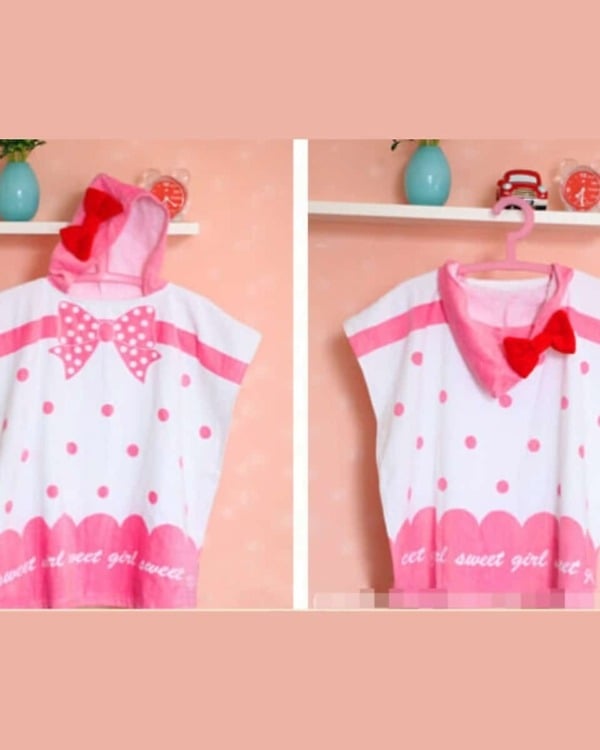 Baby hooded towel pink white soft fabric cute bath time essential