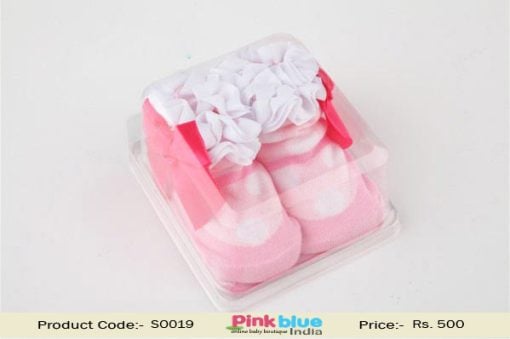 Beautiful Baby Anti Slip Socks with Ribbon Bow and Frills