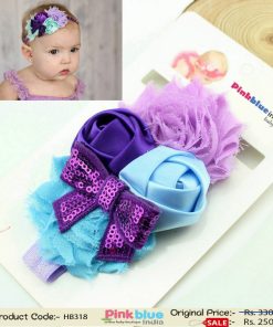 Cute Baby Flower Headbands in Blue and Purple in India