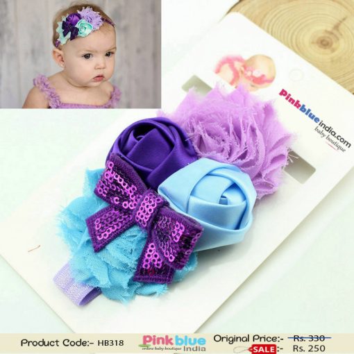 Cute Baby Flower Headbands in Blue and Purple in India