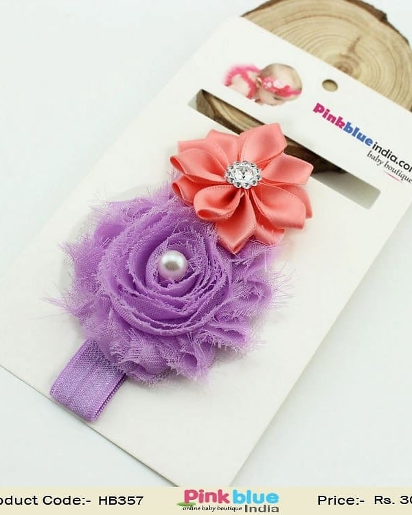 Lavender and Peach Baby Girl Headband