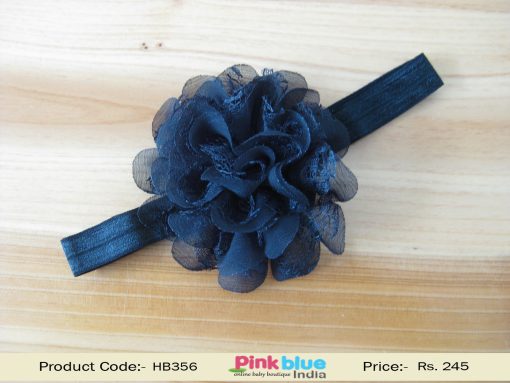 Attractive Black Color Toddler Hair Band with a Net Flower