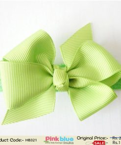 Bright Green Yellow Hair Band with a Bow for Indian Girls