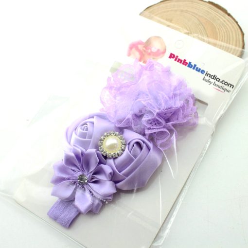 Classy Lavender Flower Hair Band for Toddlers in India with Frills