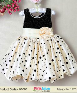 cream polka dots formal dress toddler girl