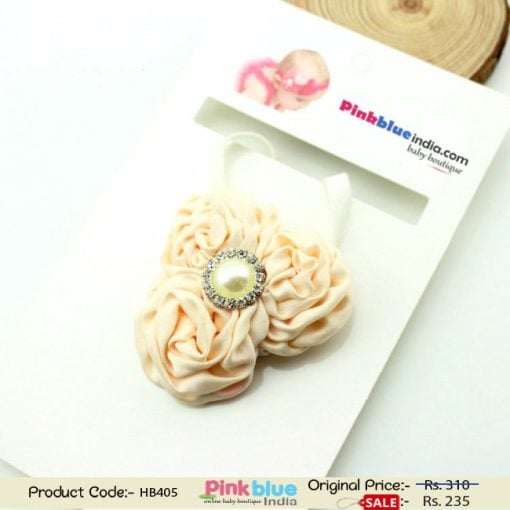 Cute Baby Flower Headband in Pale Yellow With Embellishment