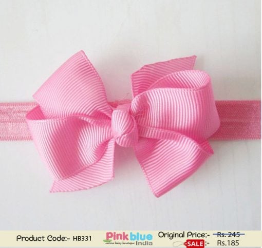 Cute Baby Headband in Carnation Pink With a Bow