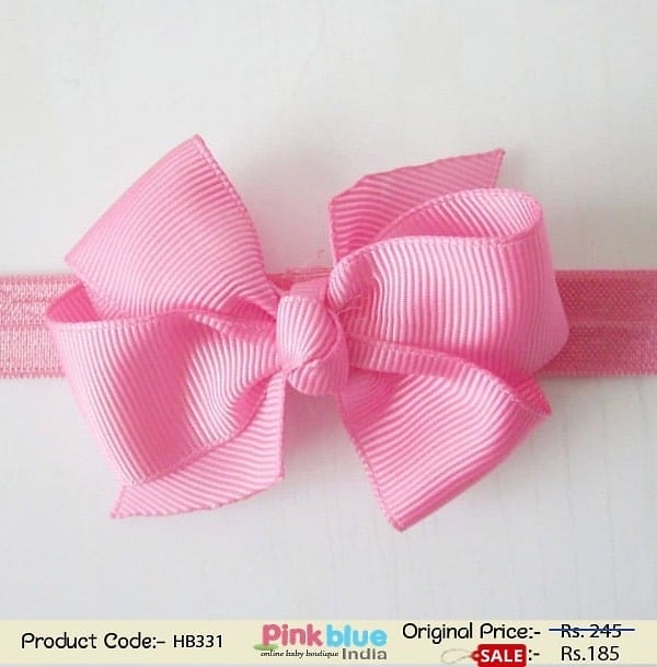Cute Baby Headband in Carnation Pink With a Bow