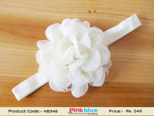 Cute Baby Off-White Net Flower Hair Band