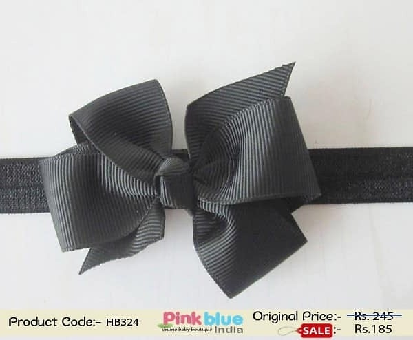 Elegant Black Color Headband with Knot for Toddlers in India