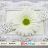 Elegant White Crochet Infant Hair Band with a Big Flower