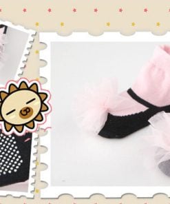 Fashionable Pink Anti Slip Newborn Baby Socks with a Net Flower