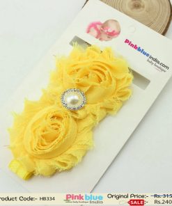 Indian Fashionable Yellow Infant Hair Band with Net Flowers
