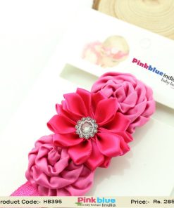 Magenta Flower Infant Headband for Baby Girls