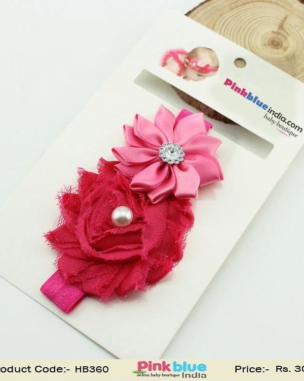 Gorgeous Pink Infant Flower Headband for Indian Girls