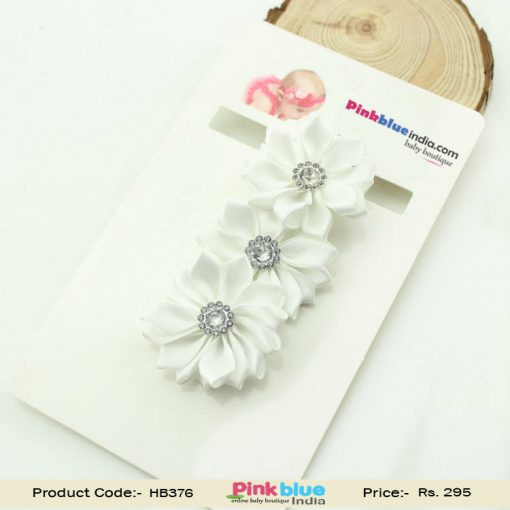 Gorgeous White Infant Hair Band with Flower
