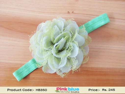 Baby Girl Net Flower Headband in Light Mint Green
