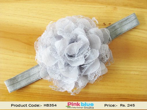 Grey Color Flower Hair Band for Toddlers