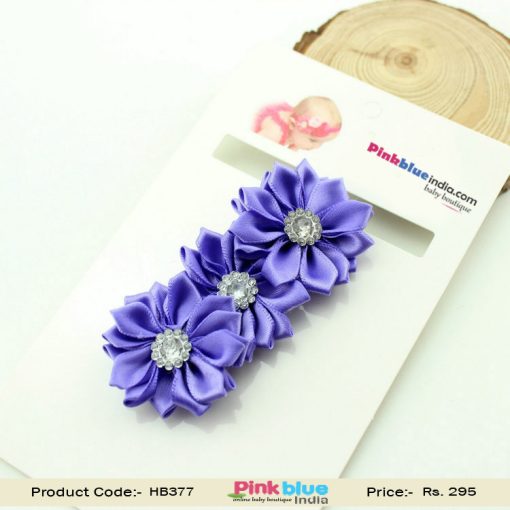 Buy Online Lavender Hair Band Hair Bow for Infants with Flowers