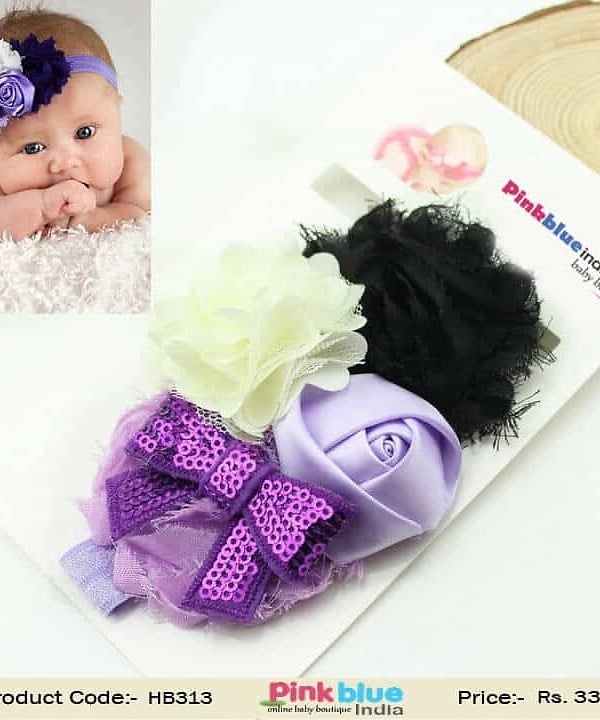 Lavender Hair Band with Flowers Indian Girls