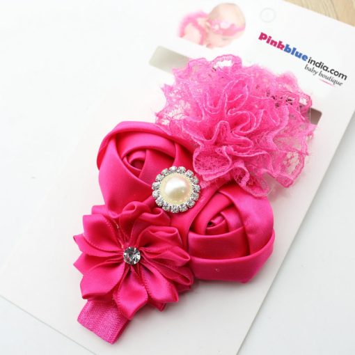 Buy Online Marvelous Magenta Flower Baby Headband With Frills