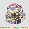 Off White Sun Hat With Teddy Bear Print for Children