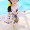 Floral Print kids summer outfit Overlapping Neck