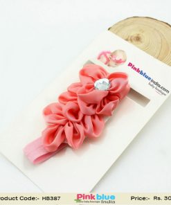 Peach Color Flower Hair Band for Toddler Girl