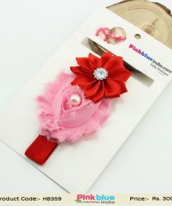 Pink and Red Flower Hair Band for Infants