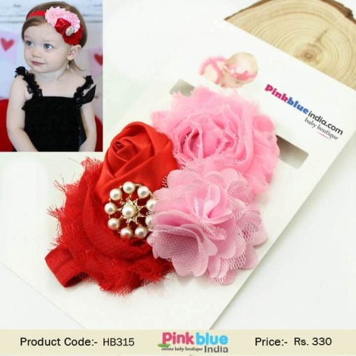 Pink and Red Infant Headband