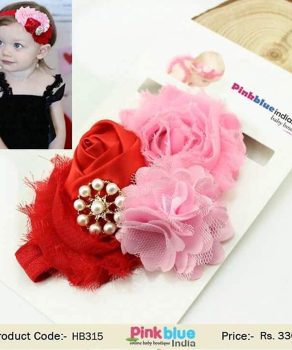 Pink and Red Infant Headband