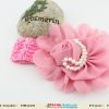 Salmon Pink Color Flower and Pearl Hair Bow for Toddlers in India