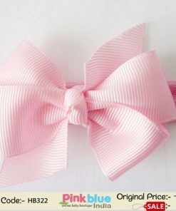 Buy Online Pink Color Hair Band for Infants with Textured Bow