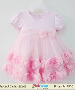 pink rosette baby dress
