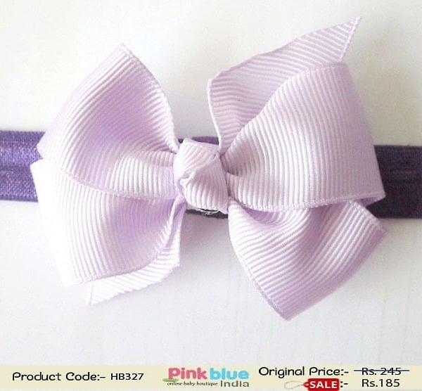 Purple Hair Band With Mauve Bow for Infant Baby Girls