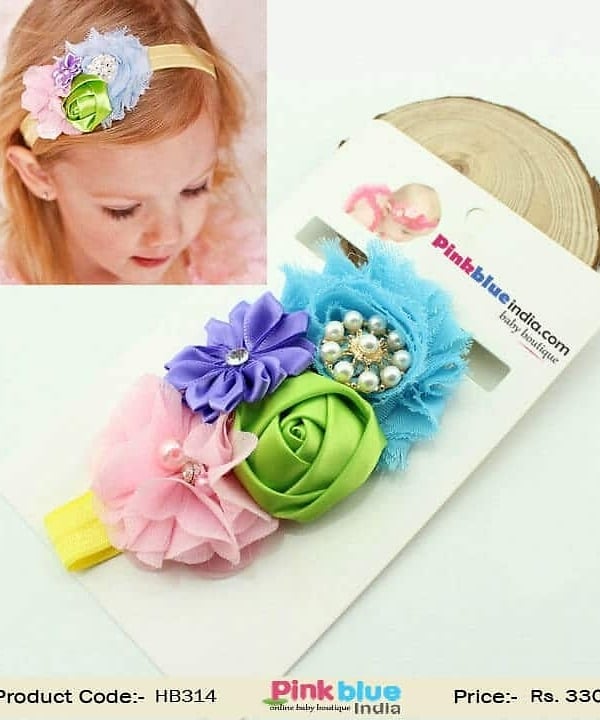 Rainbow Color Flower Headband Babies