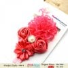Exquisite Salmon Flower Baby Headband With Frills and Pearl