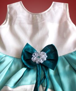 Shop Online Sea Green and Off White Partywear Dress for Girls