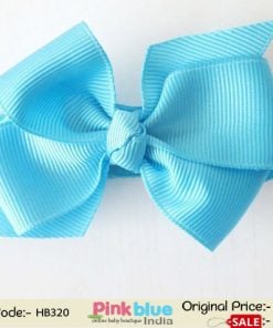Stretchable Sky Blue Baby Girl Headband with a Bow