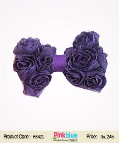 Purple Infant Flower Head Bow for Indian Babies
