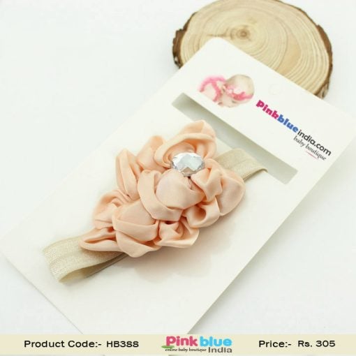 Stylish Skin Color Toddler Hair Band with a Satin Flower