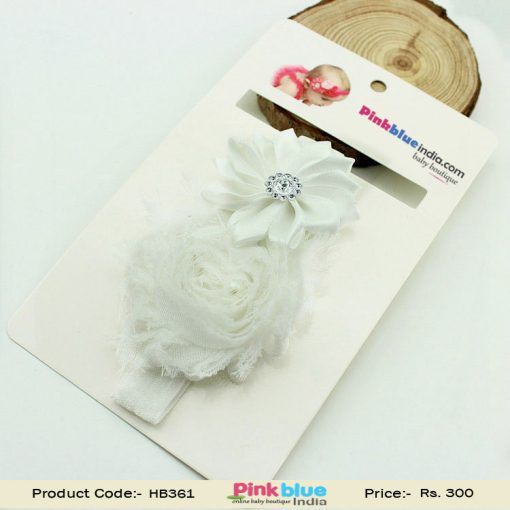 Elegant White Color Flower Headband for Toddlers and Infants