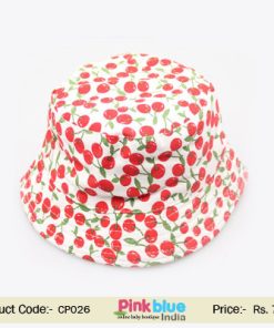 Exquisite White Hat With Red Cherry Print in India