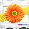 Yellow Crochet Toddler Hair Band with Orange Flower