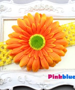Yellow Crochet Toddler Hair Band with Orange Flower