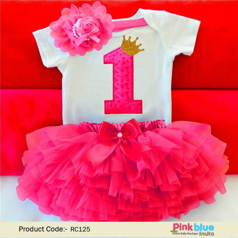 1st Birthday Girl Cake Smash Outfit – Pink Baby First Birthday Dress
